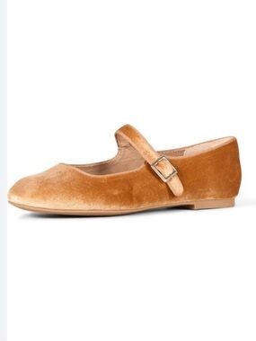 NWT Amazon Essentials Women's Velvet Mary Jane Flats in Rust